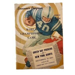 NFL Championship Game Program Green Packers New York Giants Dec 31, 1961 VG